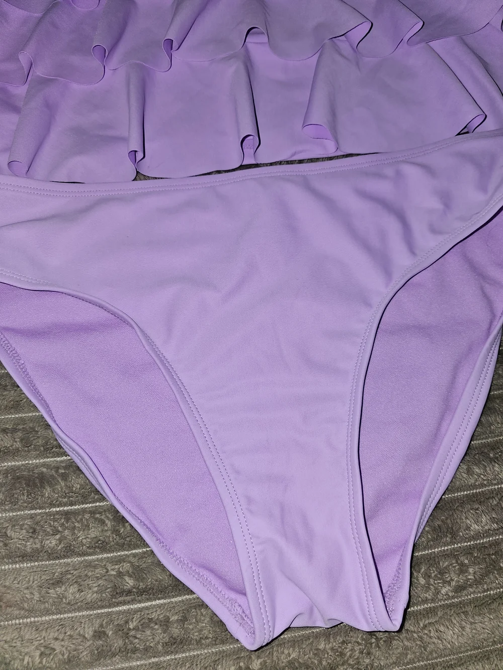 Girls' Lavender Ruffle Tankini with Laser-Cut Back - KD13